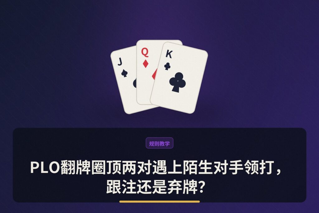 PLO翻牌圈顶两对遇上陌生对手领打，跟注还是弃牌？