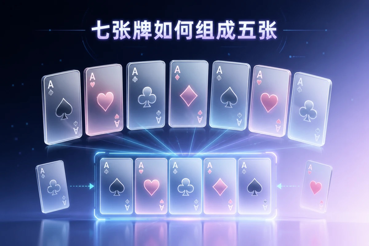 德州扑克七张牌中选出最强五张的组合示意图